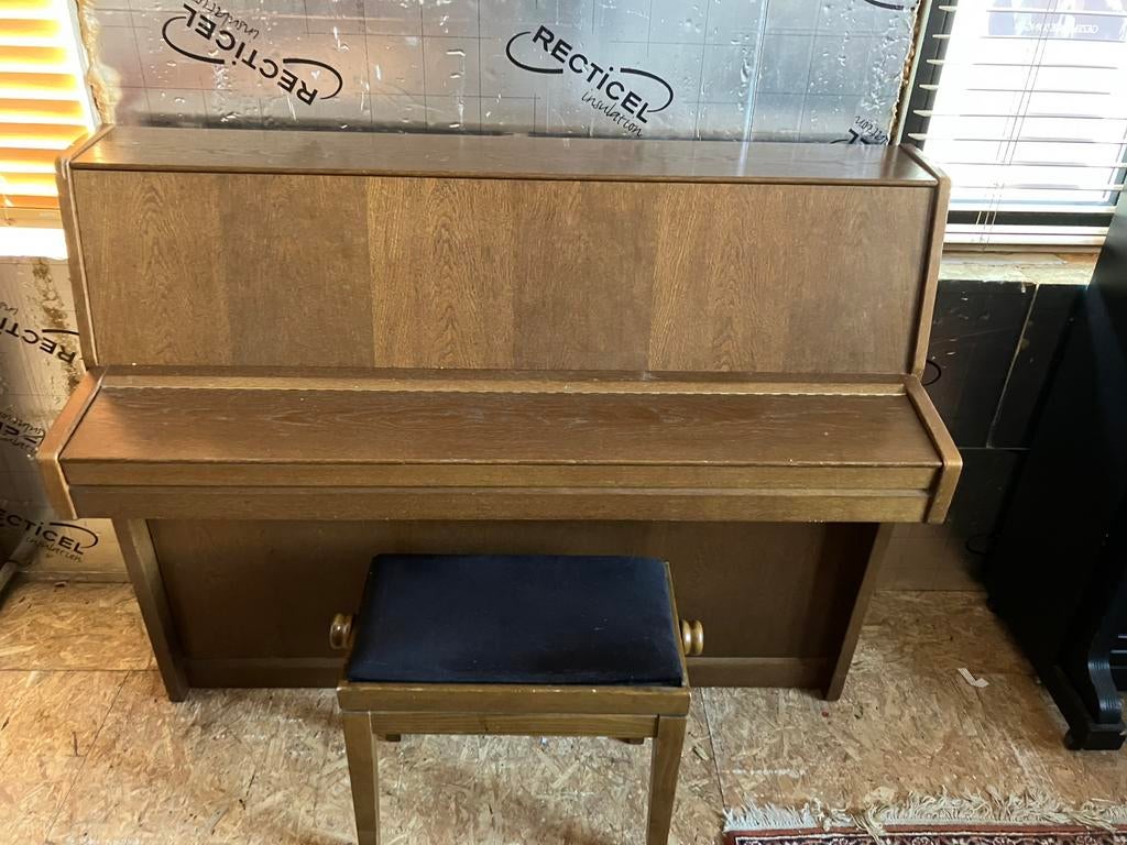 Schimmel 112 cm, gestemd en afgeregeld, Musique & Instruments, Pianos, Brillant, Comme neuf, Brun, Enlèvement