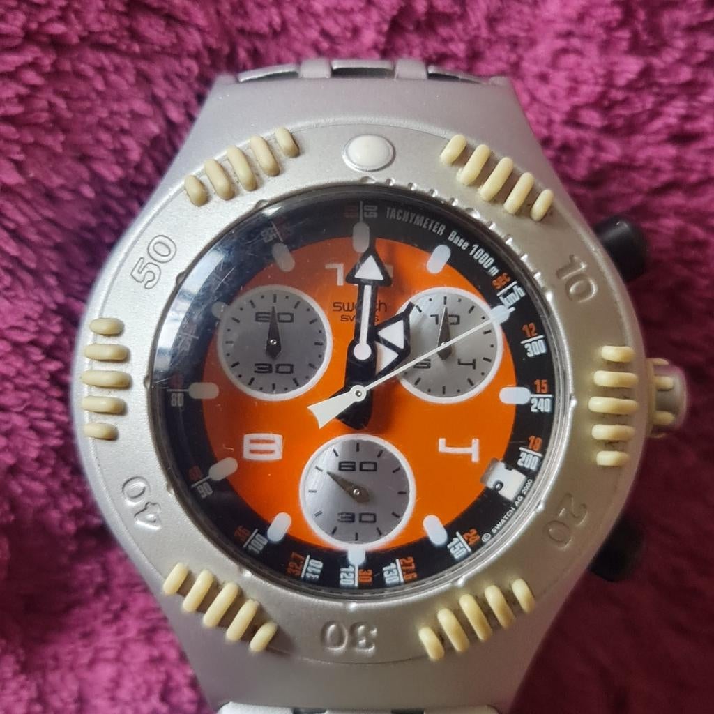 Montre Swatch Irony Scuba 200 Chrono YBS4006 de 2001, Enlèvement ou Envoi, Comme neuf