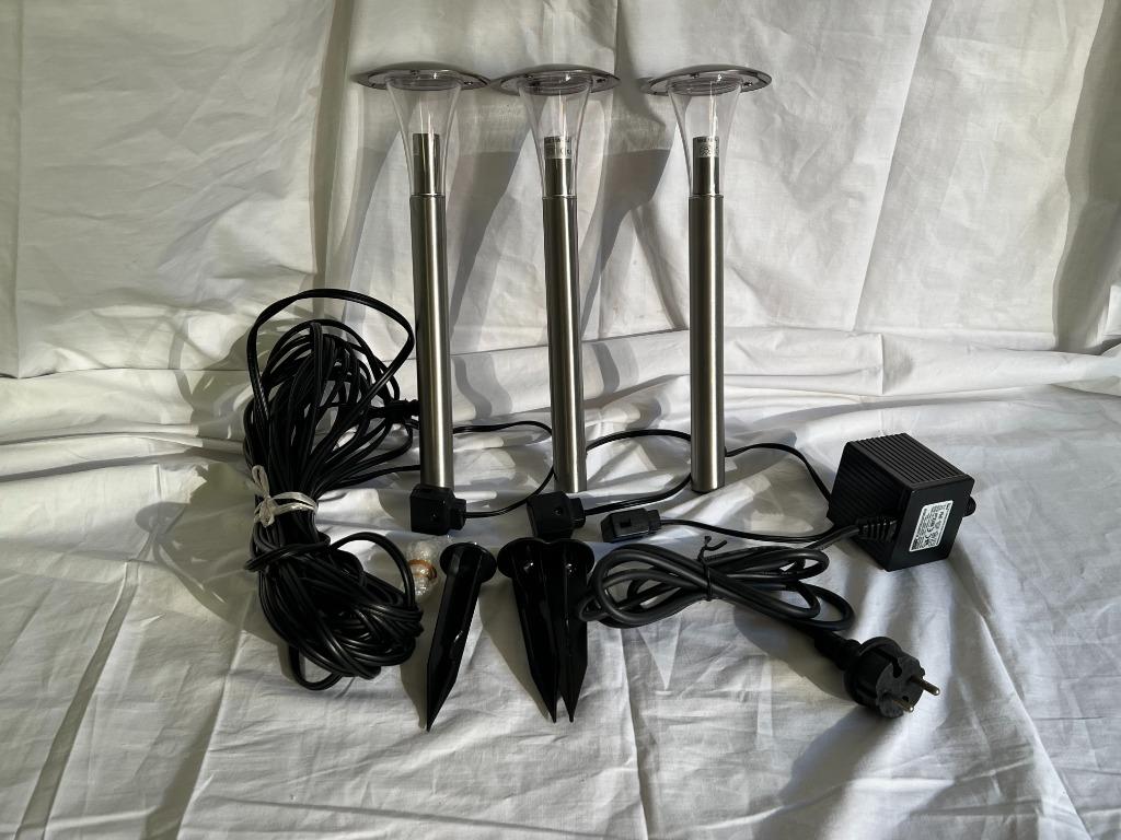 Massive Beaumont  Lampe de jardin à piquet – inox – 3 pcs, Inox, Lampadaire, Enlèvement ou Envoi, Alimentation secteur