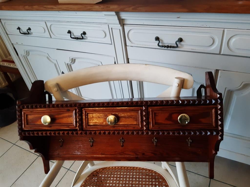 Archelle 3 tiroirs 5 crochets - bois verni, Ophalen