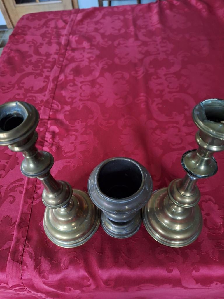 2 bougeoirs en cuivre et 1 pot a tabac en cuivre, Enlèvement, Cuivre ou Bronze