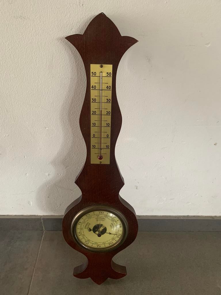 Vintage thermo en barometer, Ophalen, Gebruikt, Barometer