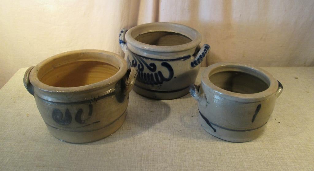 3 Mooi Oude Aarden Bloempotten, Ophalen of Verzenden, Zo goed als nieuw, Aardewerk, Balkon