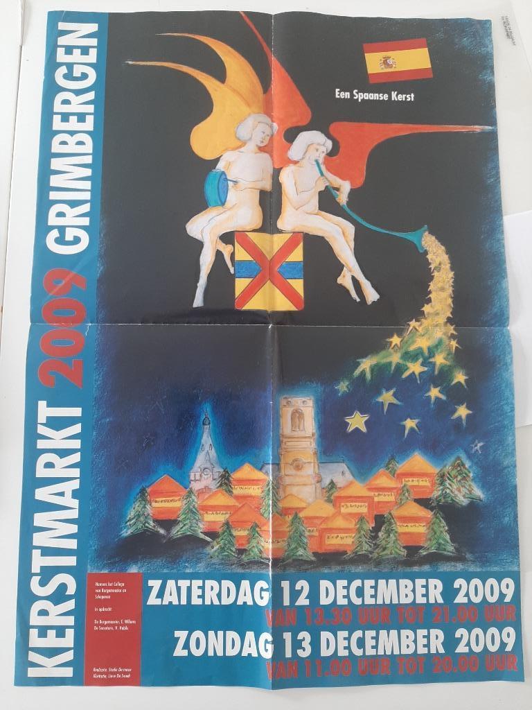 Poster affiche kerstmarkt Grimbergen 2009, Verzamelen, Posters, Rechthoekig Staand, Ophalen of Verzenden, Zo goed als nieuw, A1 t/m A3