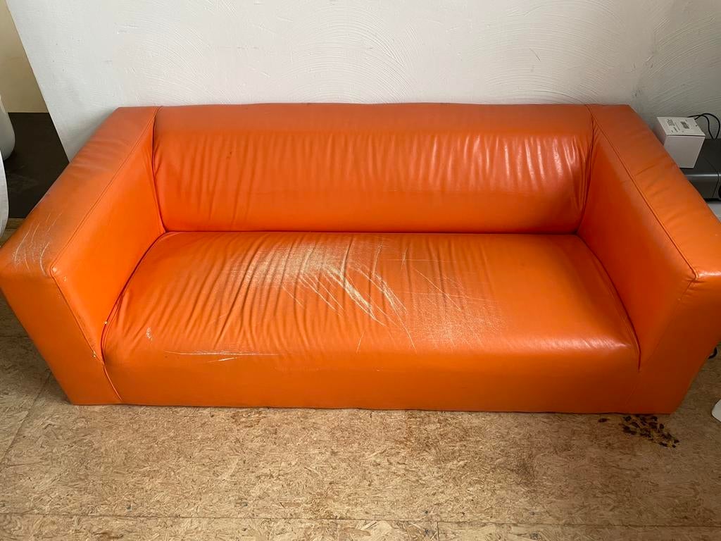 Zetel oranje, Ophalen, Kunststof, Gebruikt, Driepersoons