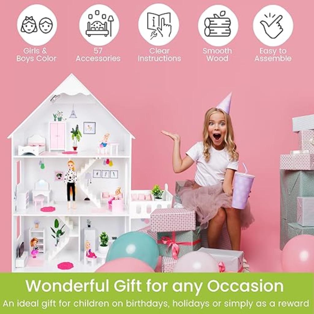 Kinderplay houten poppenhuis SNELLE GRATIS LEVERING, Verzenden, Nieuw, Poppenhuis