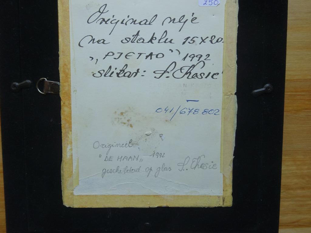 Slobodan Kesic, églomisé, 20 x 15 cm,  Haan 1992, Antiquités & Art, Enlèvement ou Envoi