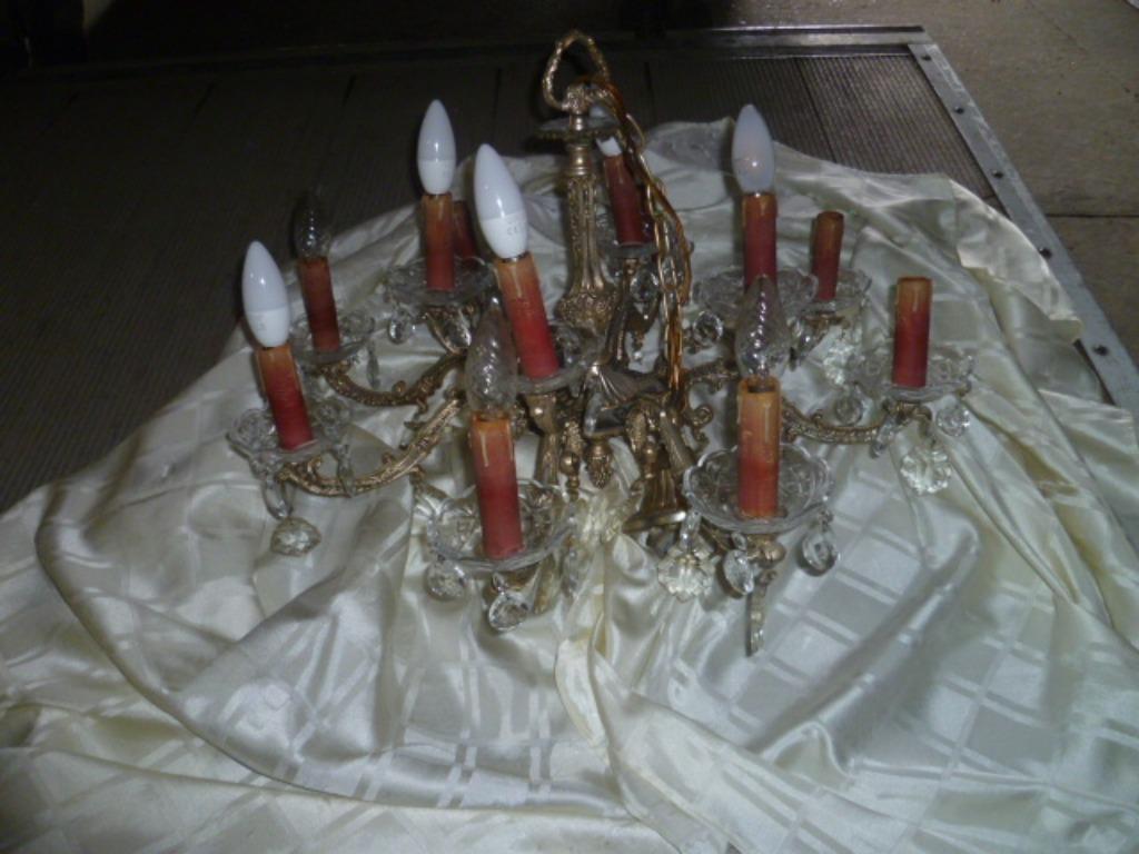 BRONZEN LUSTER MET CRISTAL, Antiek en Kunst, Antiek | Verlichting, Ophalen of Verzenden