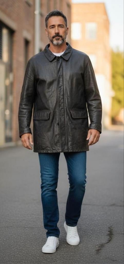 ✨️ Veste en cuir HUGO BOSS Taille L/XL - Avec RÉDUCTION GROU, Enlèvement ou Envoi, Hugo boss, Taille 52/54 (L), Porté