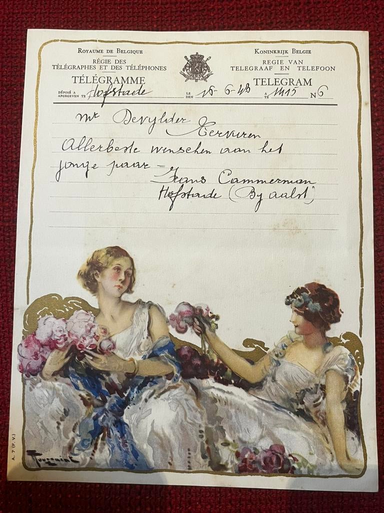 Oude Telegram jaren 40 Hofstade bij Aalst, Ophalen of Verzenden