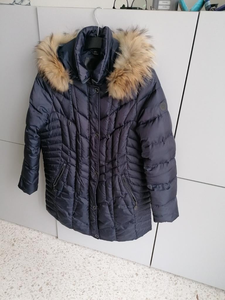 Blauwe 3/4 winterjas donsgevuld voor dames Barbara Lebek, Taille 42/44 (L), Enlèvement ou Envoi, Comme neuf, Barbara Lebek