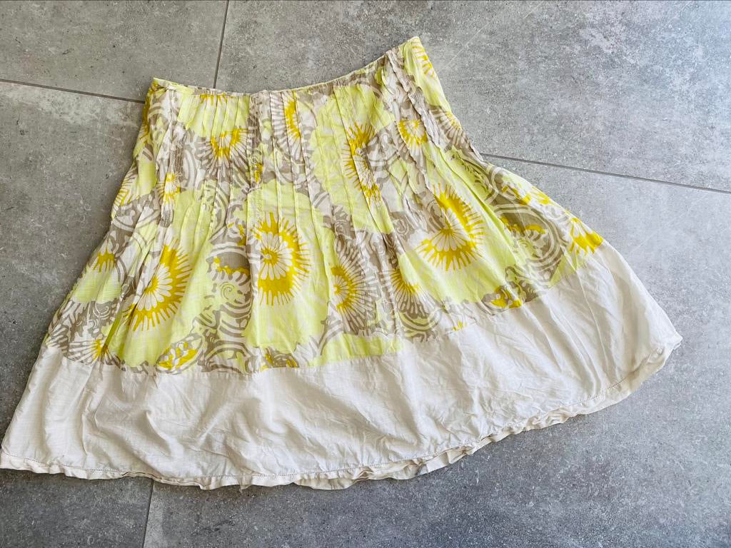 Mooi kleurrijk zomerrokje rok rokje tot knie sandwich mt 44, Beige, Maat 42/44 (L), Ophalen of Verzenden, Knielengte