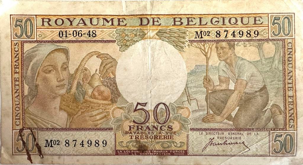 Billet de banque Belge de 1948, Ophalen of Verzenden