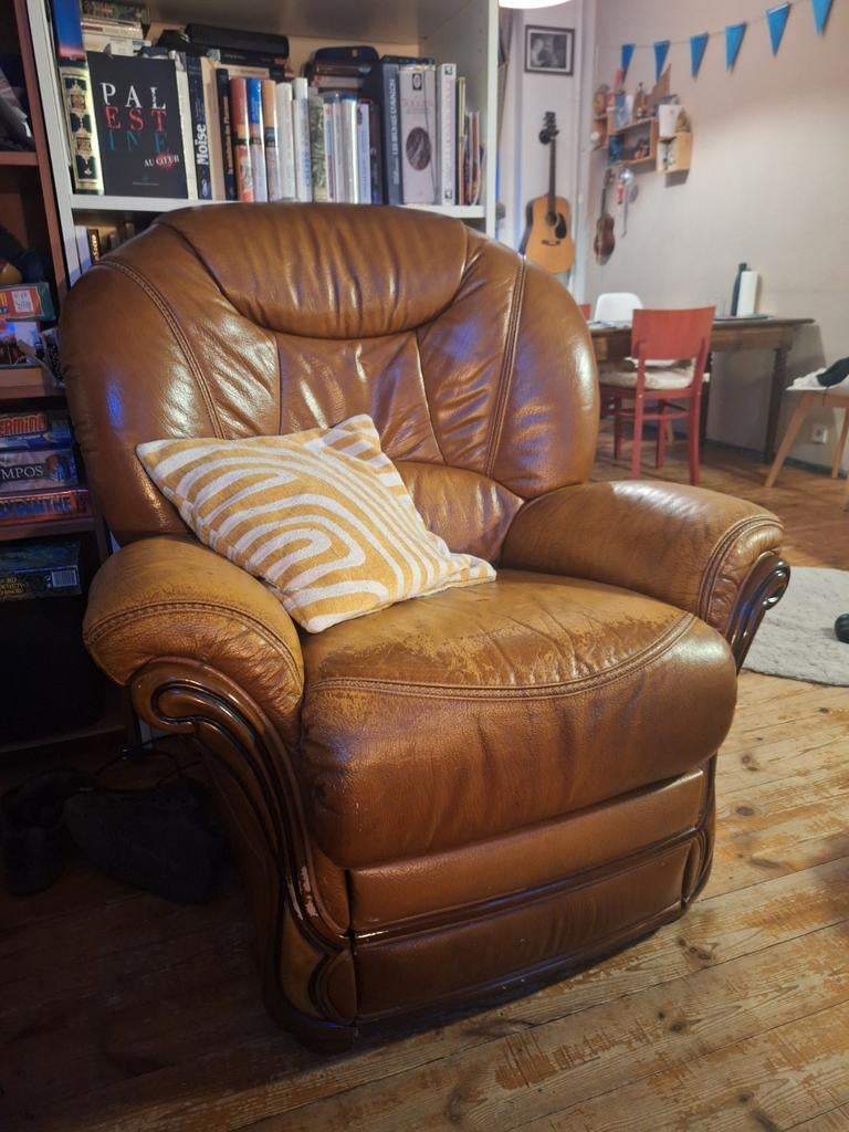 Fauteuil relax électrique en cuir, Maison & Meubles, Fauteuils, Enlèvement, Cuir