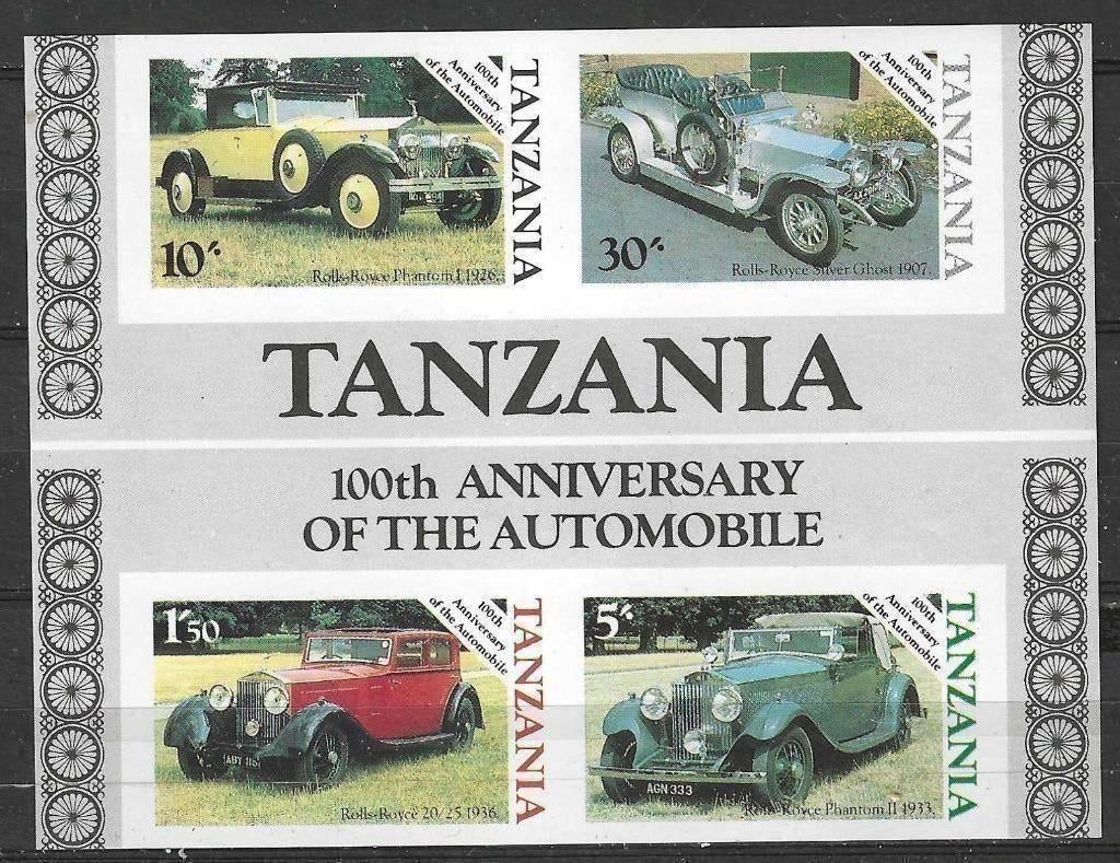 Tanzania 1986 - Yvert blok 42 - 100 jaar Rolls Royce  (PF), Postzegels en Munten, Postzegels | Afrika, Verzenden, Tanzania, Postfris