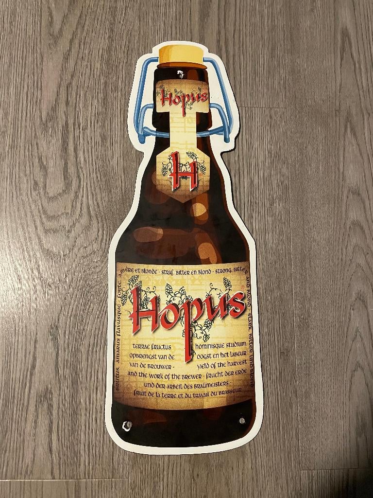 Emaille bord hopus bier, Verzamelen, Biermerken, Ophalen of Verzenden