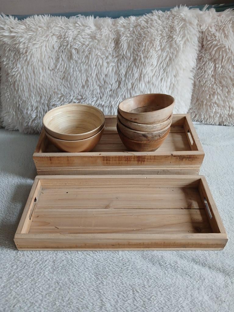 Beau lot de plateaux et bols en bois, neufs., Enlèvement ou Envoi, Bois