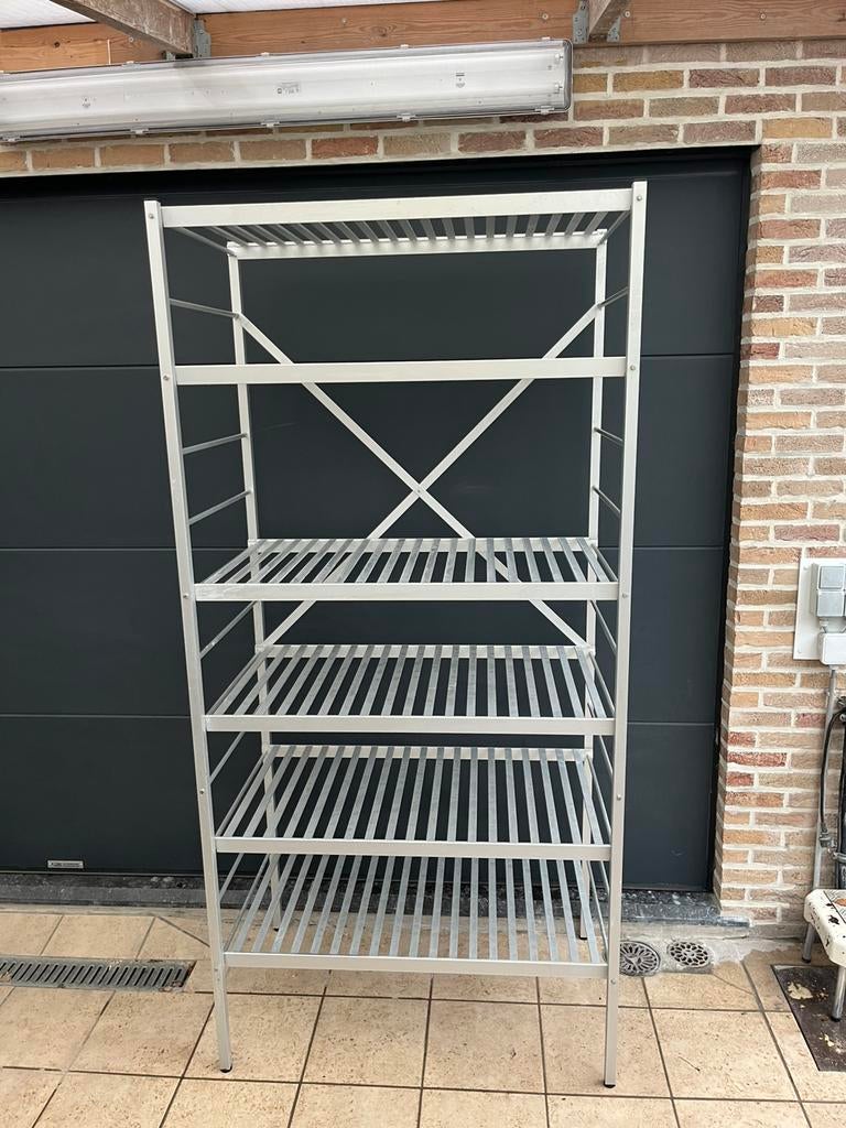 Horeca aluminium rek 1m x 60 x 2.10m - 6 schappen/niveaus, Ophalen, Gebruikt, Hotelinrichting, Aluminium