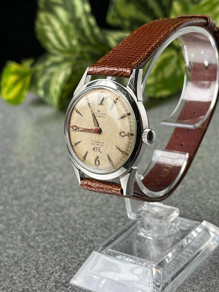 Wakmann Vintage Automatic - Années 1950 — Cadran patiné, Montre-bracelet, Autres marques, 1930 à 1960, Enlèvement ou Envoi