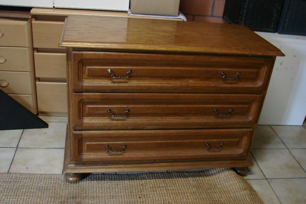 vintage: eiken ladenkast met 3 laden, Ophalen, Gebruikt, Eik, Eikenhout