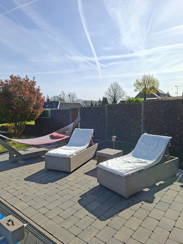 Chaises longues en bois d'échafaudage, Jardin & Terrasse, Enlèvement, Bois