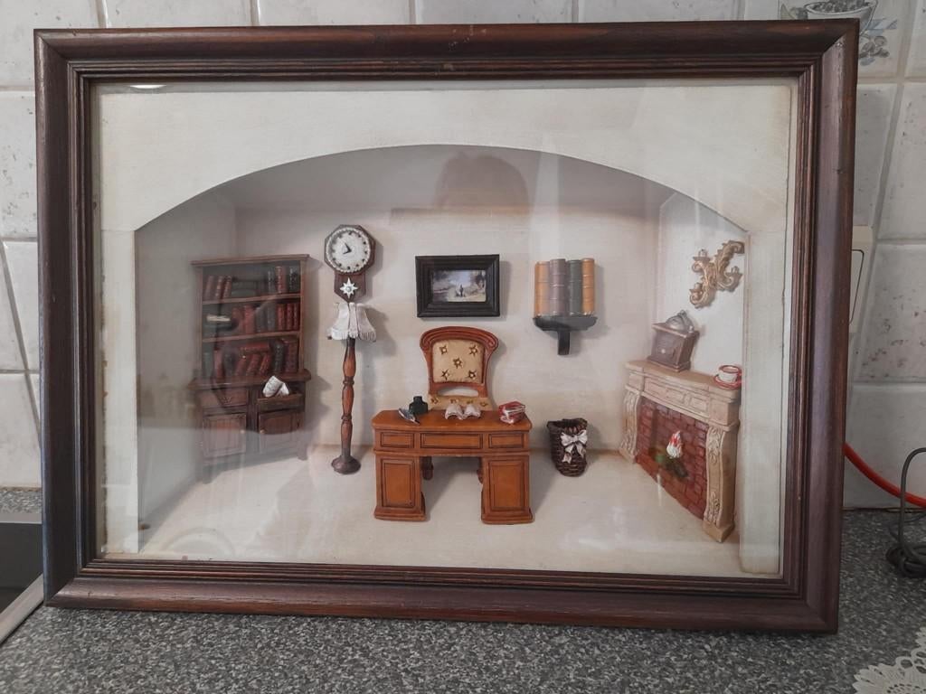 Ingelijst driedimensionaal diorama, Hobby en Vrije tijd, Modelbouw | Figuren en Diorama's, Ophalen of Verzenden, Zo goed als nieuw