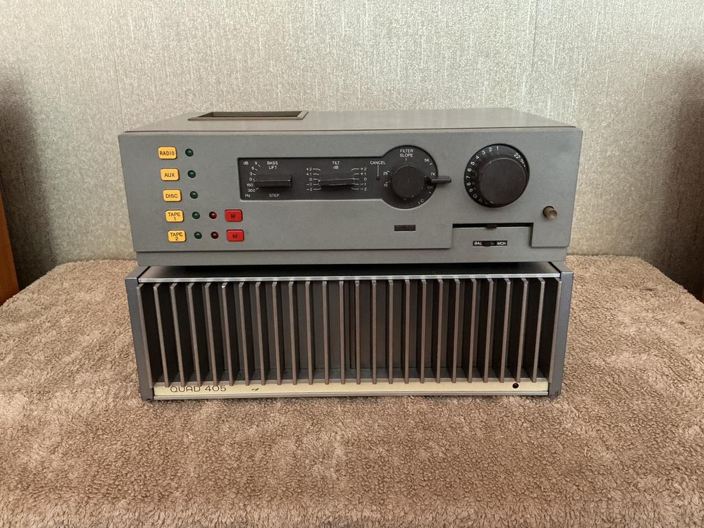 Quad 405 en Quad 44 MM/MC, Audio, Tv en Foto, Versterkers en Ontvangers, Ophalen of Verzenden, Gebruikt, Stereo, 60 tot 120 watt