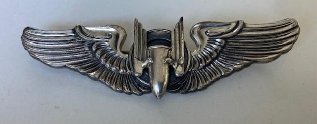 Aerial Gunner Wing de l'USAAF en argent sterling, Collections, Enlèvement ou Envoi, Armée de l'air, Emblème ou Badge