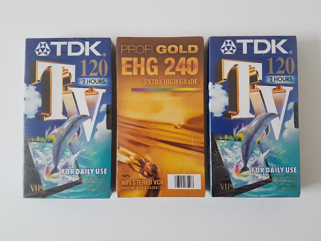 3 videocassettes VHS NIEUW TDK 120 Profi Gold 240, Cd's en Dvd's, VHS | Film, Ophalen, Nieuw in verpakking