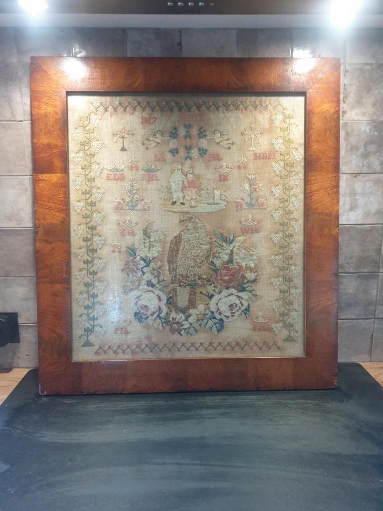 Antiek borduurwerk in oude lijst (1867), Antiek en Kunst, Ophalen