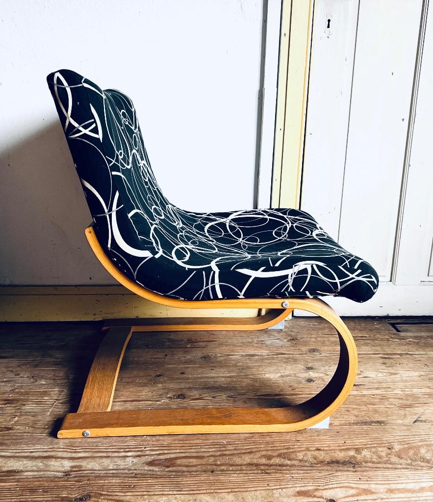 Vintage Ikea lounge zetel , houten frame – afneembare hoes, Huis en Inrichting, Ophalen, Eenpersoons, Minder dan 75 cm, Zo goed als nieuw