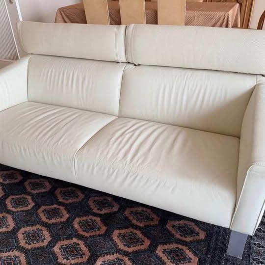Canapé design Leolux en cuir crème, 2 à 3 pl., Maison & Meubles, Canapés | Salons, 75 à 100 cm, Contemporain, Enlèvement, Utilisé