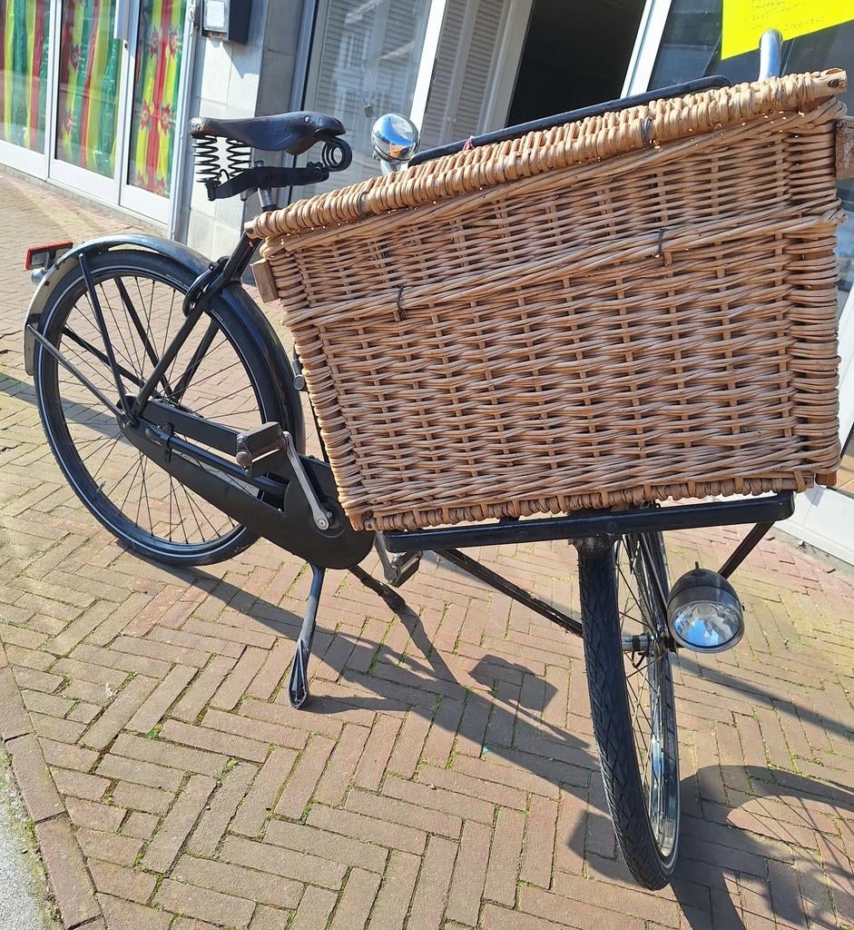 Transportfiets Phoenix, zwart met rieten mand, 55 tot 59 cm, Ophalen, Phoenix, Jaren '50
