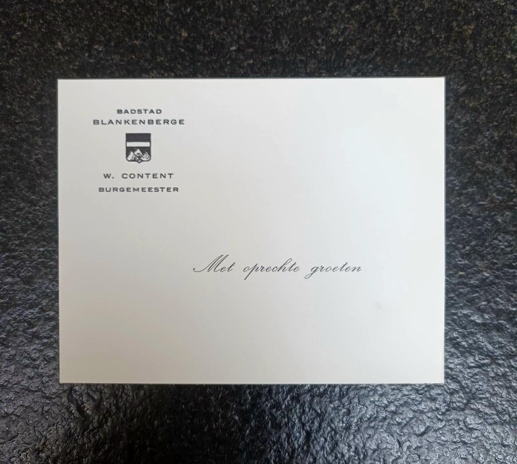Groetenkaart - Burgemeester Willem Content - Blankenberge, Verzenden, Zo goed als nieuw