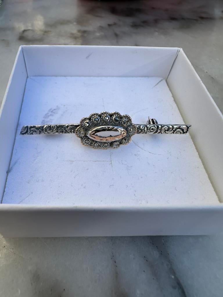 Broche de Style Édouardien en Argent Massif, Enlèvement ou Envoi, Comme neuf, Argent, Argent