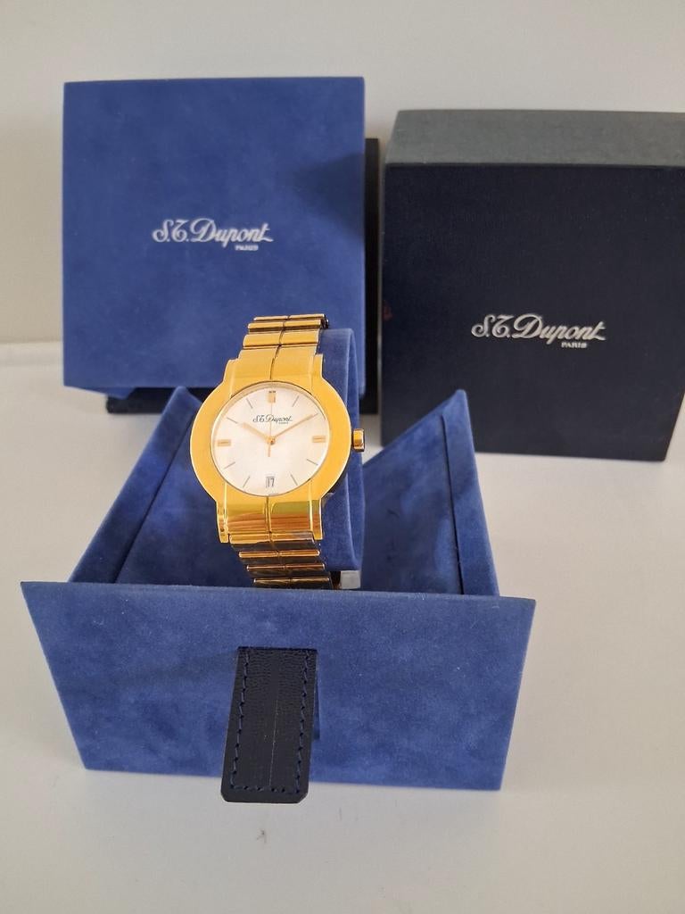 Dupont D/H Horloge 18K Verguld Goud Kleur., Ophalen of Verzenden, Gebruikt