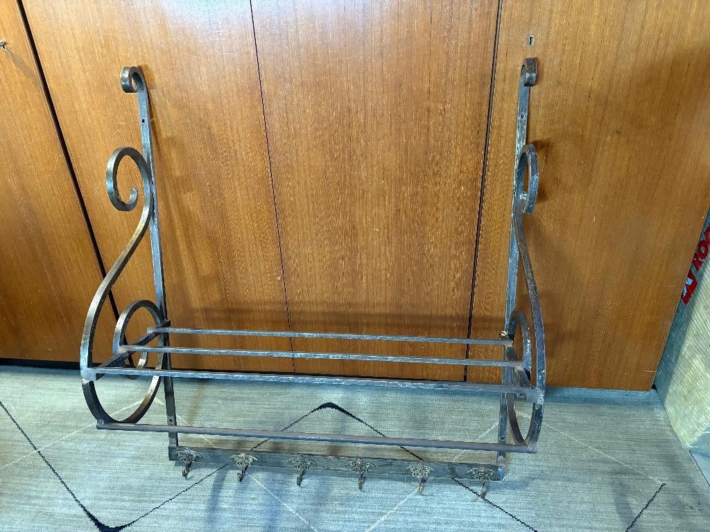 Antieke kleerhanger hoedenrek gesmeed staal, Ophalen