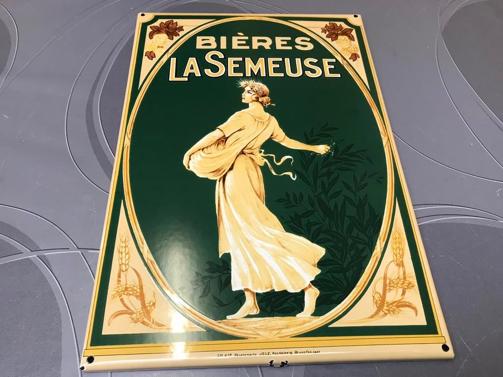 La semeuse bières emaille reclamebord, Verzamelen, Ophalen of Verzenden, Zo goed als nieuw, Reclamebord, Plaat of Schild