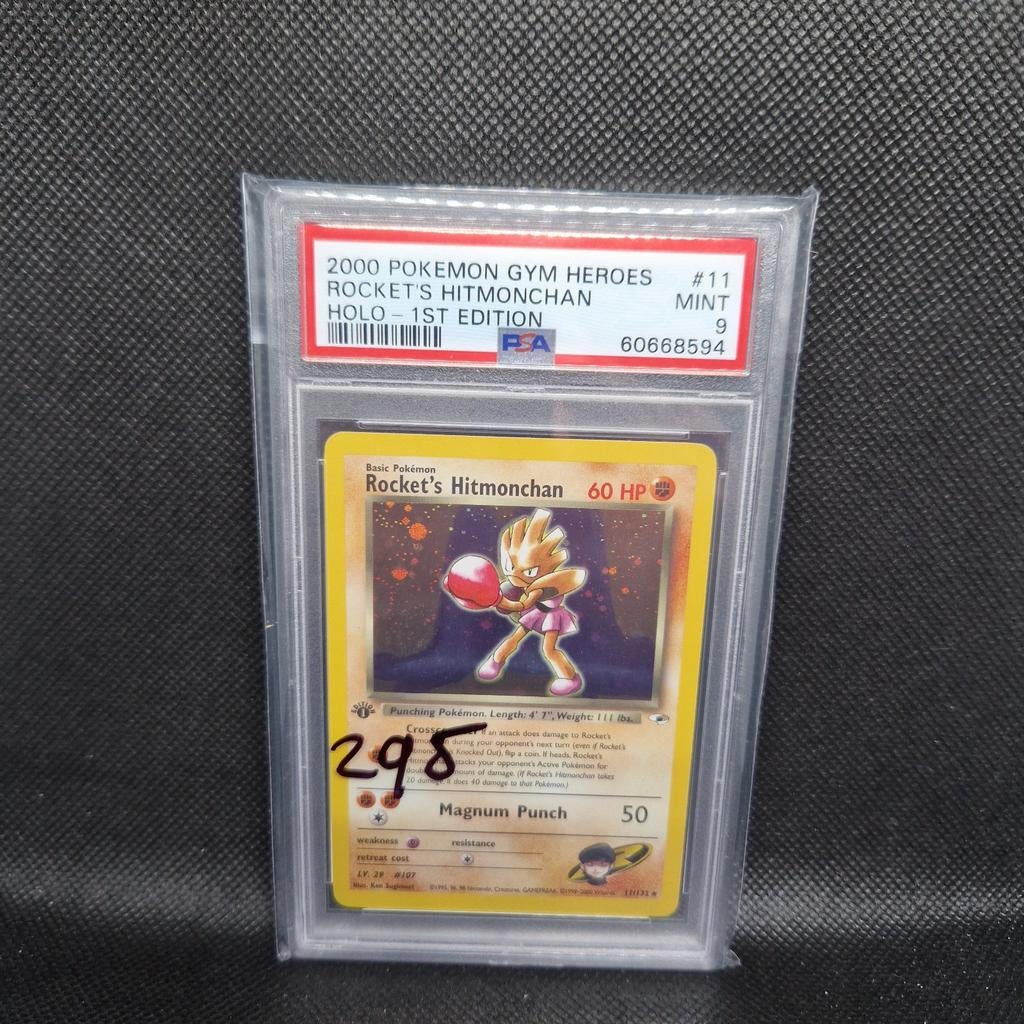 Rocket's Hitmonchan Holo 1ère édition de Gym Heroes PSA 9, Enlèvement ou Envoi