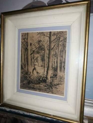 desssin le bucheron signe henri mathy, Antiquités & Art, Enlèvement