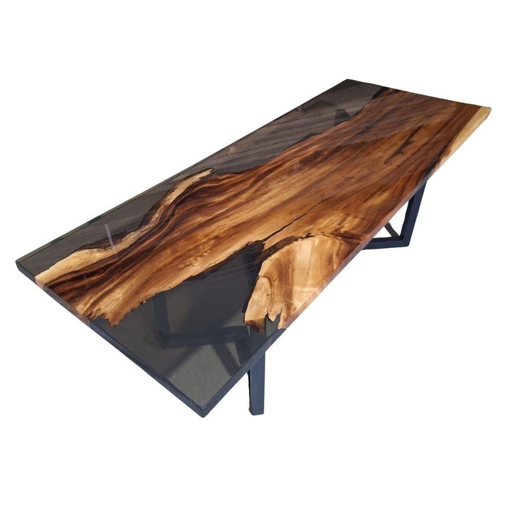 Epoxy Tafel – 240x90cm - Boomstam Notenhout, Enlèvement, Neuf