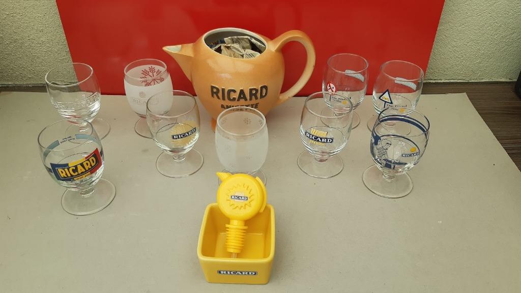Verzameling van 9 Ricard glazen enz... zie foto's., Verzamelen, Ophalen, Zo goed als nieuw