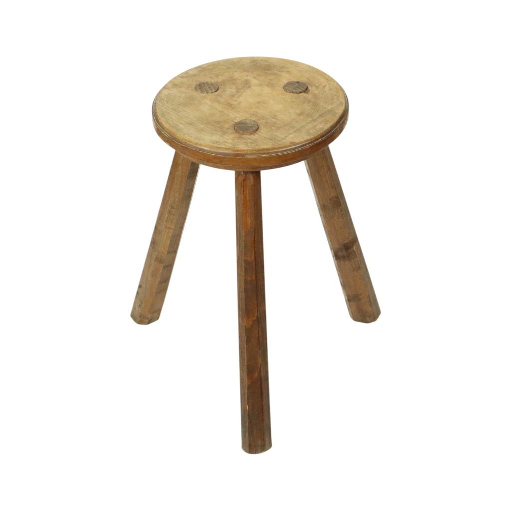 Antieke houten kruk melkkruk begin 20ste eeuw brutalisme, Maison & Meubles, Tabourets, Utilisé, Bois, Enlèvement ou Envoi