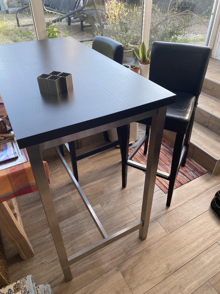 IKEA hoge bartafel + 2 barstoelen, Maison & Meubles, Tables | Tables mange-debout, Utilisé, Enlèvement