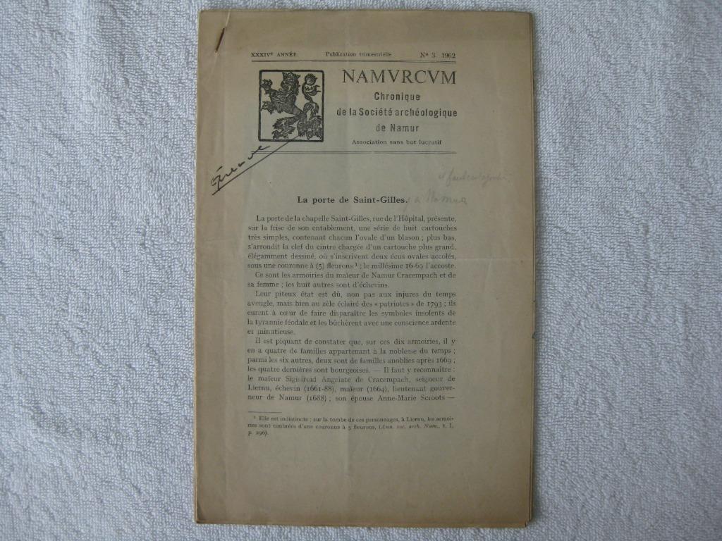 Namur Ville et Province – régional – Huart et Thirion - 1962, Enlèvement ou Envoi, Utilisé