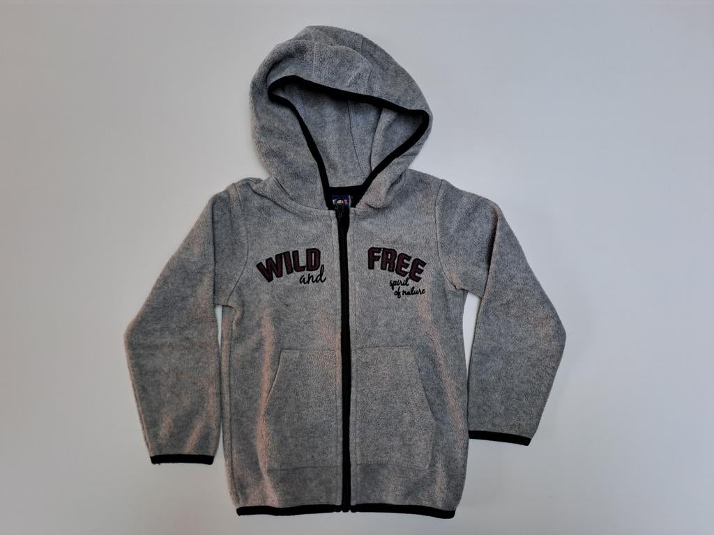 Veste polaire à capuche grise t 98-104 Wild and free, Garçon, Enlèvement ou Envoi, Comme neuf, Lupilu