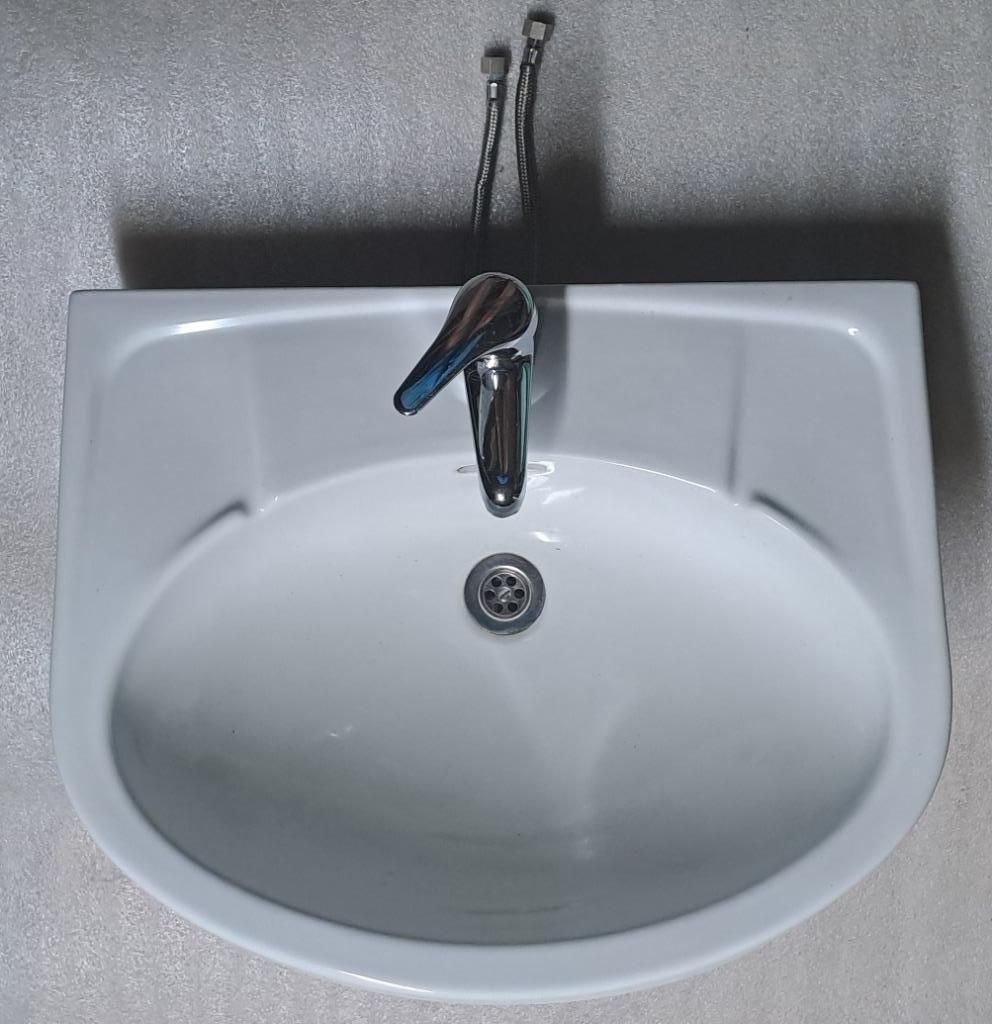 Lavabo/lavabo avec porte-gobelet, Bricolage & Construction, Sanitaire, Utilisé, Lavabo, Chrome, Pierre, Enlèvement