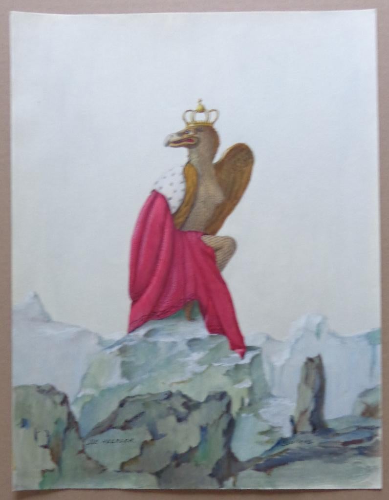 KAREL WOLLENS / DE HEERSER / ORIGINEEL WERK / 39x30cm / SIG, Antiek en Kunst, Ophalen of Verzenden