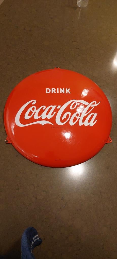 Bouton Coca Cola 40 cm « Langcat Bussum », Enlèvement ou Envoi, Comme neuf, Panneau publicitaire