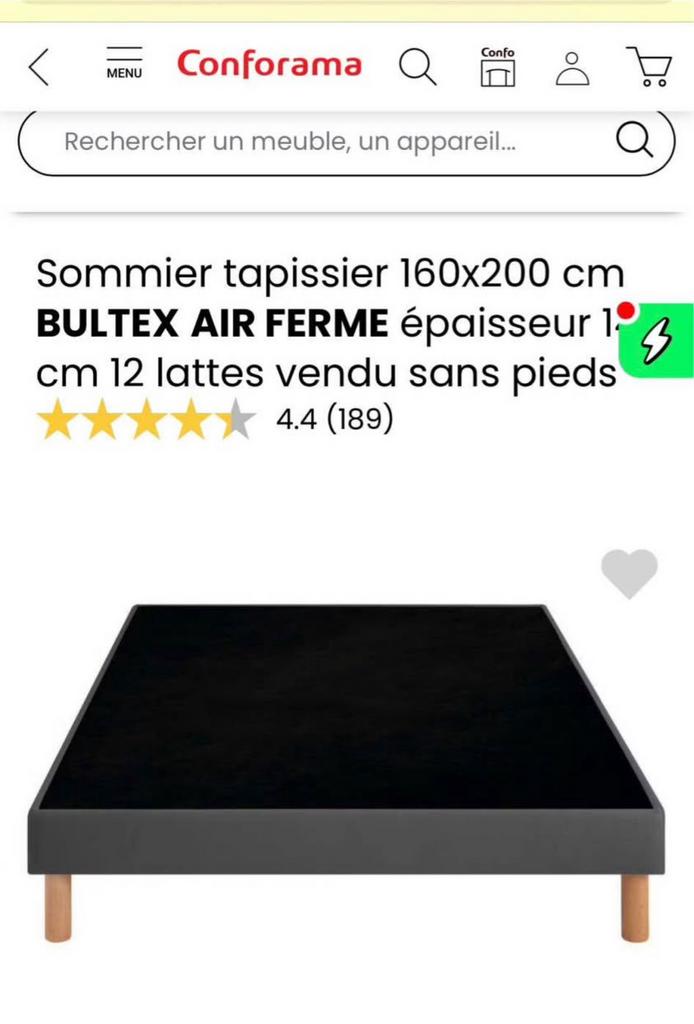 Sommier 160x200 Bultex, Queen size, Comme neuf, Enlèvement, Sommier